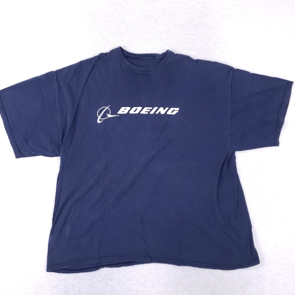 Boeing T Shirt Mens 2XL Navy Blue Aviation Aerospace Corporate Graphic Tee